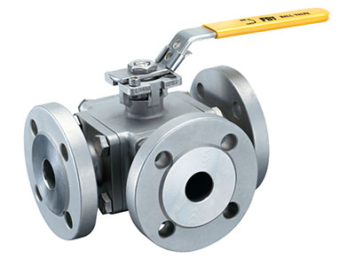 3-WAY BODY, FLANGE END ISO5211 DIRECT MOUNTING PAD FLOATING BALL VALVE
